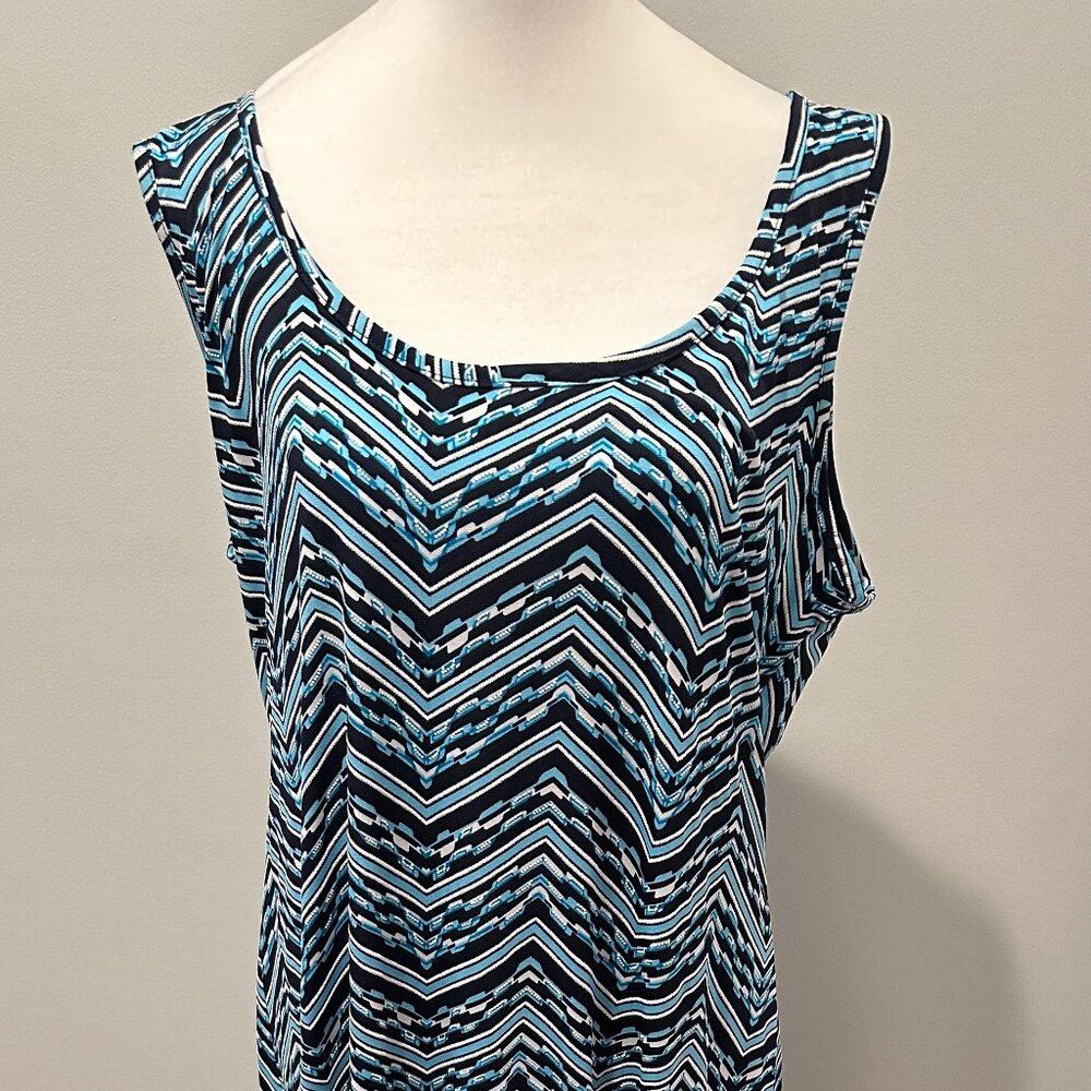 RONNI NICOLE Women Size XL Blue/White Maxi Sleeveless Summer Beach Dress